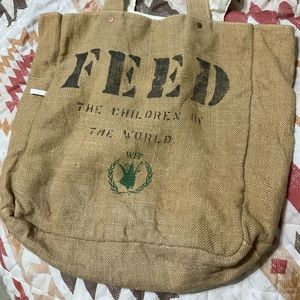 Feed burlap bag feed the children of the world